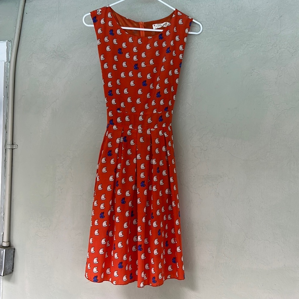 Purplish London Orange Cat Dress
